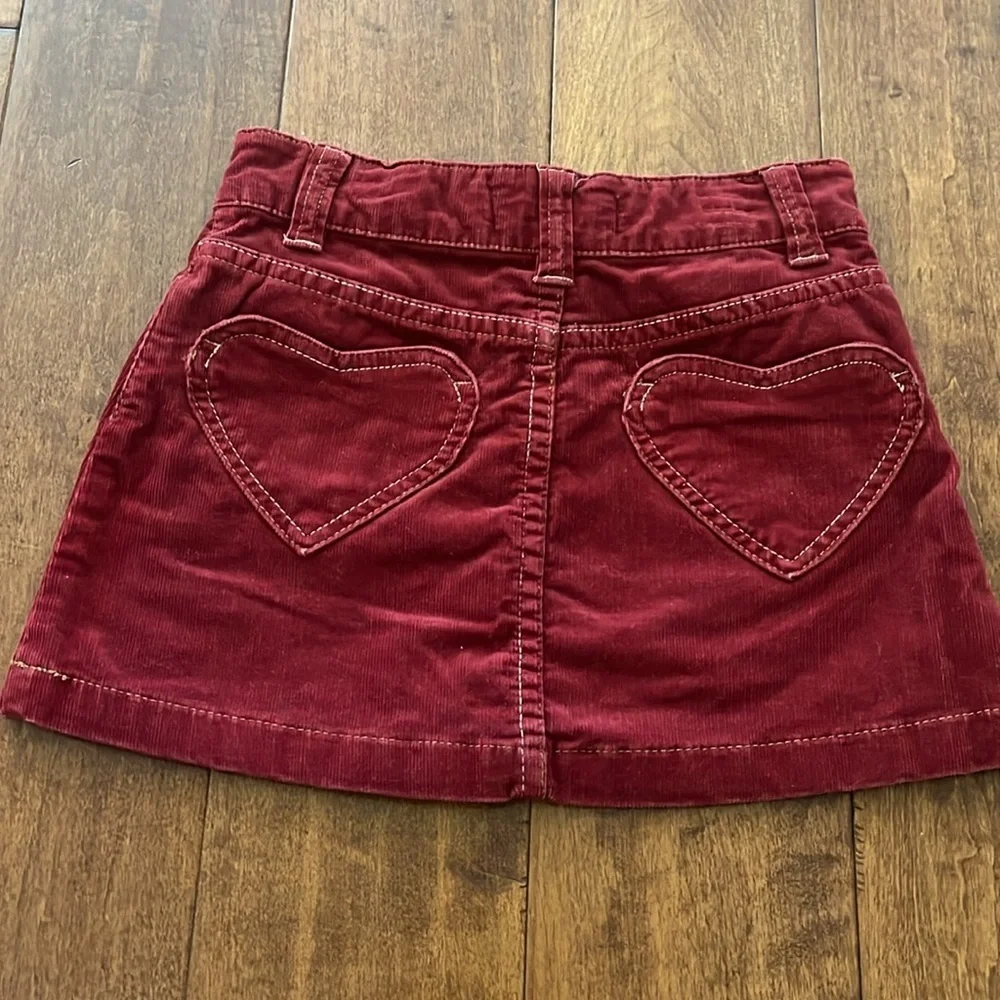 Mini Boden Burgundy CorduroyHeart Pocket Skirt Size 5-6 Y
